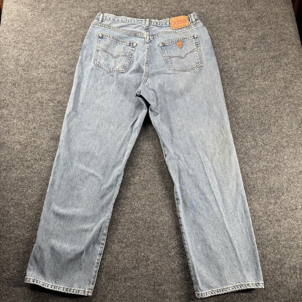 Vintage 90's 00’s Guess Blue Embroidered Denim Y2K Loose Jeans Men's Size 34x31